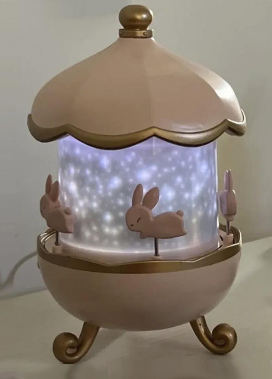 Нічник дитячий музичний з Bluetooth підключенням Mini Карусель зайчиків WH-E11-02 для музики та аудіо Світло-рожевий (5414119)