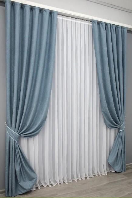 Ткань для штор лен Синий (1328ш) - фото 6