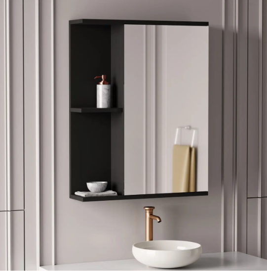 Зеркало с полками в ванной комнате Антрацит (FV-01)