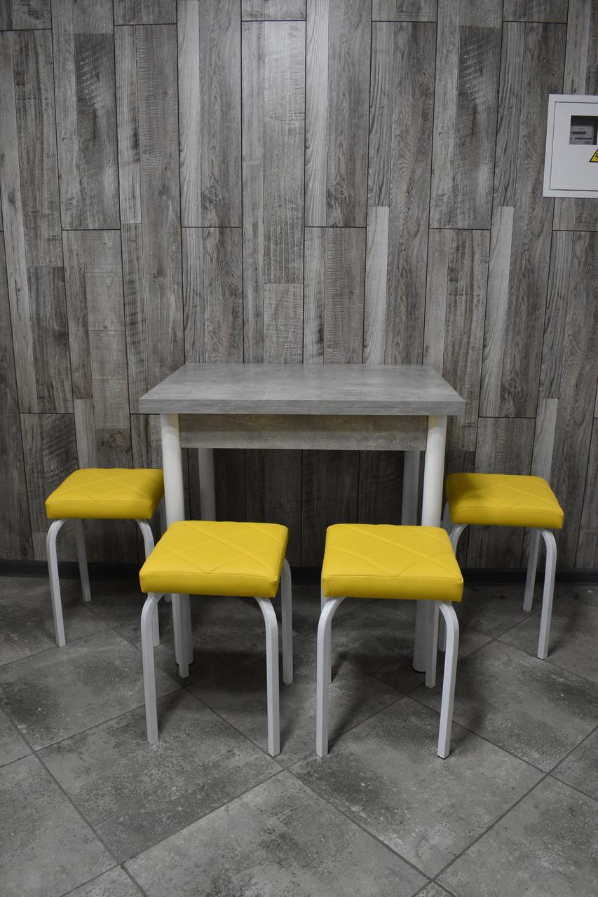 Кухонний комплект Оскар стіл розкладний/табурети 4 шт. Tutti Lux 60х80/80х120х75 см Бетон/Жовтий (28374757)