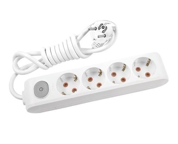 Подовжувач Viko Multi-Let 4 гнізда 2 м із заземленням з кнопкою (21749-е) - фото 1