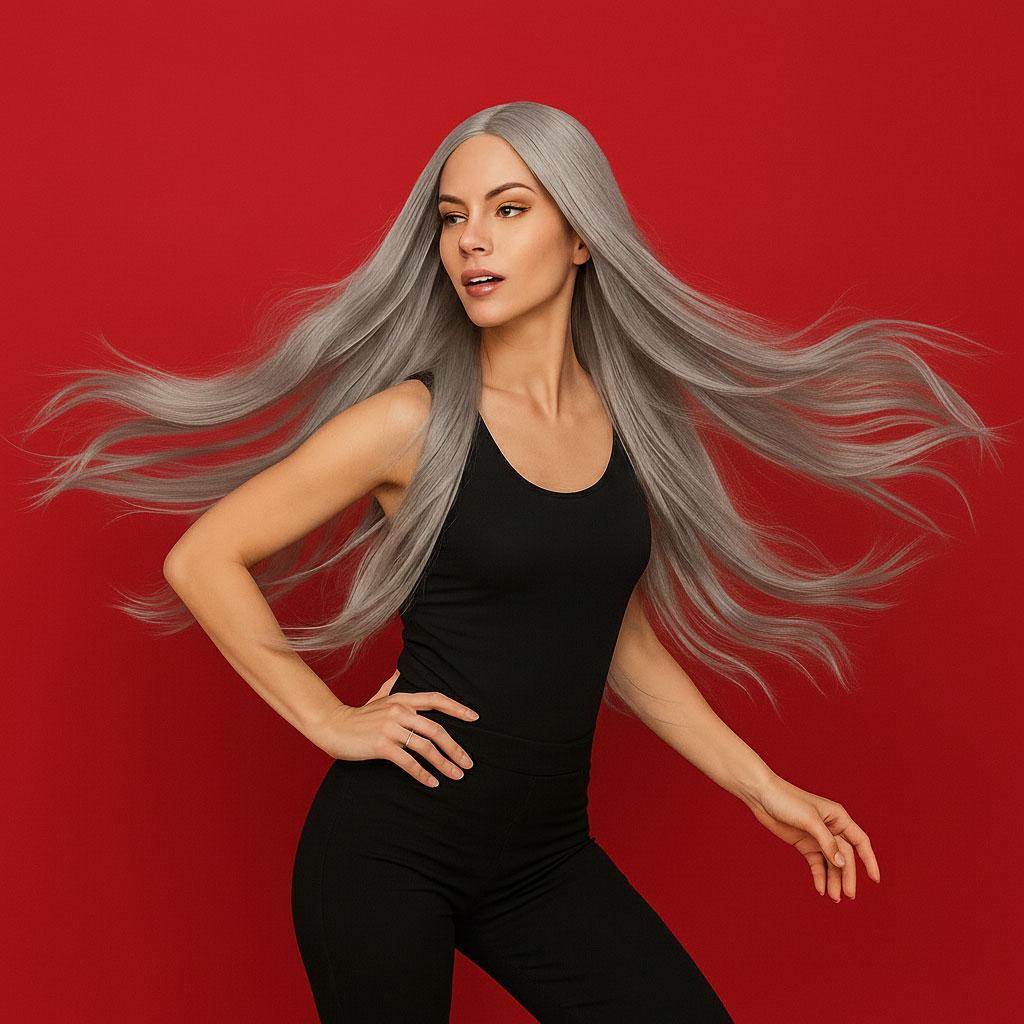 Перука аніме без чубчика 100 см Попелястий (K0932-2)