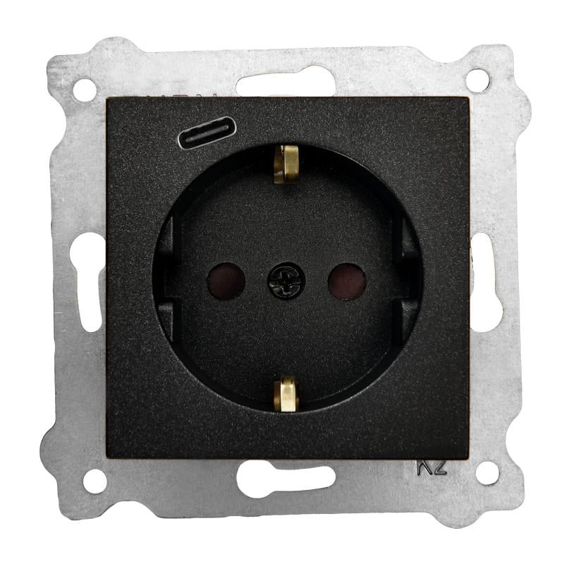 Розетки механизм EXEN 1-й с/к/Type-C Черный (290-001403-274)