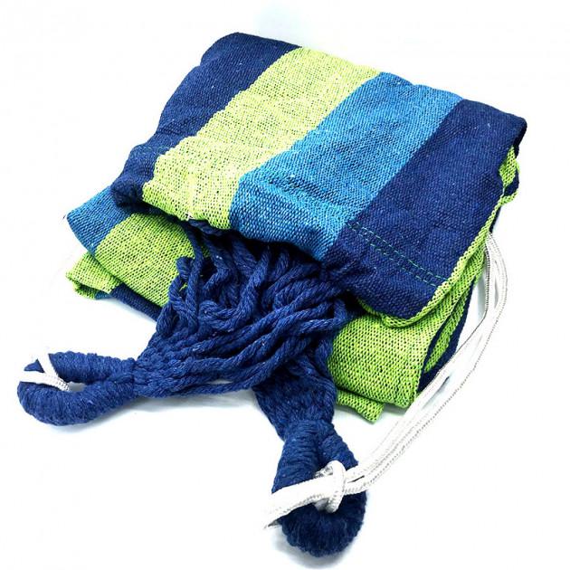 Гамак мексиканський з чохлом бавовна 200х80 см Синій з смужками (c168c0f4) - фото 4