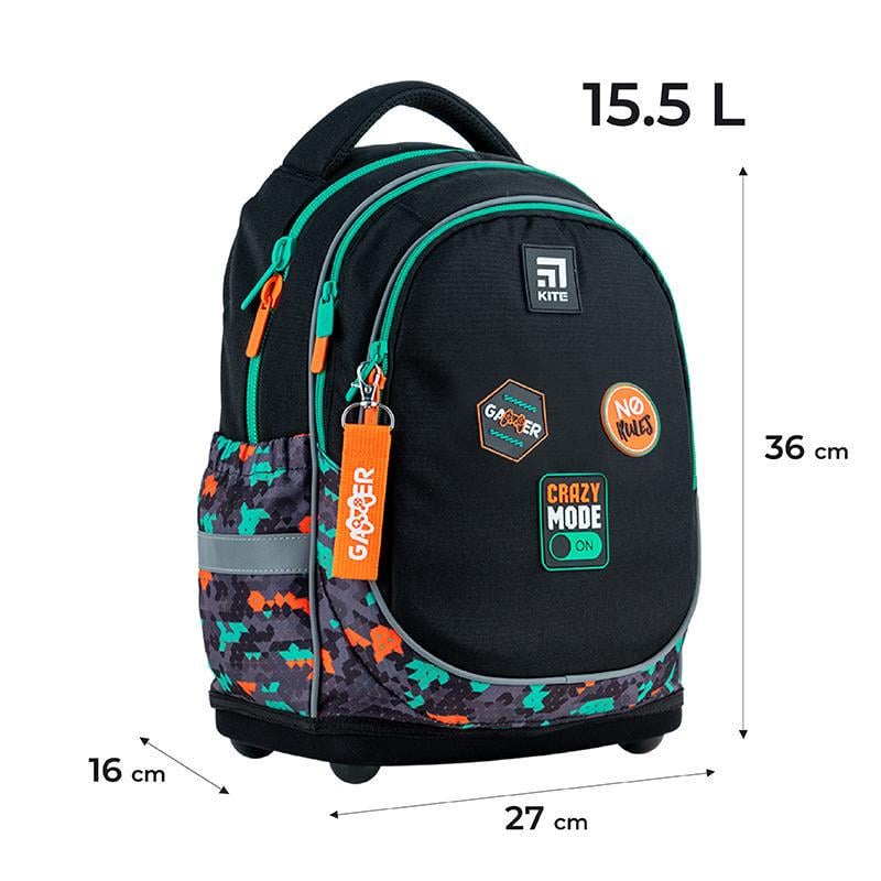 Рюкзак шкільний KITE Education Crazy Mode 36x27x16 см 15,5 л Чорний (K24-724S-4) - фото 9