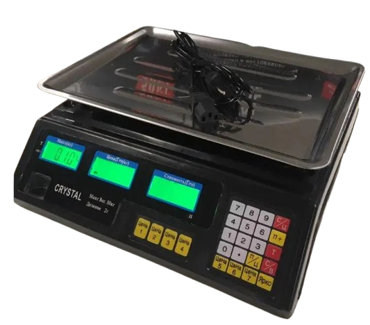 Весы торговые 5 г-50 кг 6V 220V Crystal 240х340 мм (opt-13452)