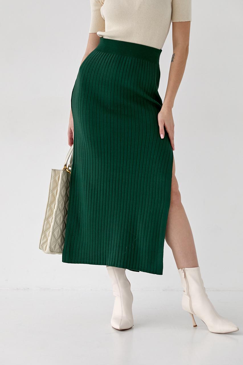 Юбка миди в рубчик S Зеленый (0199)