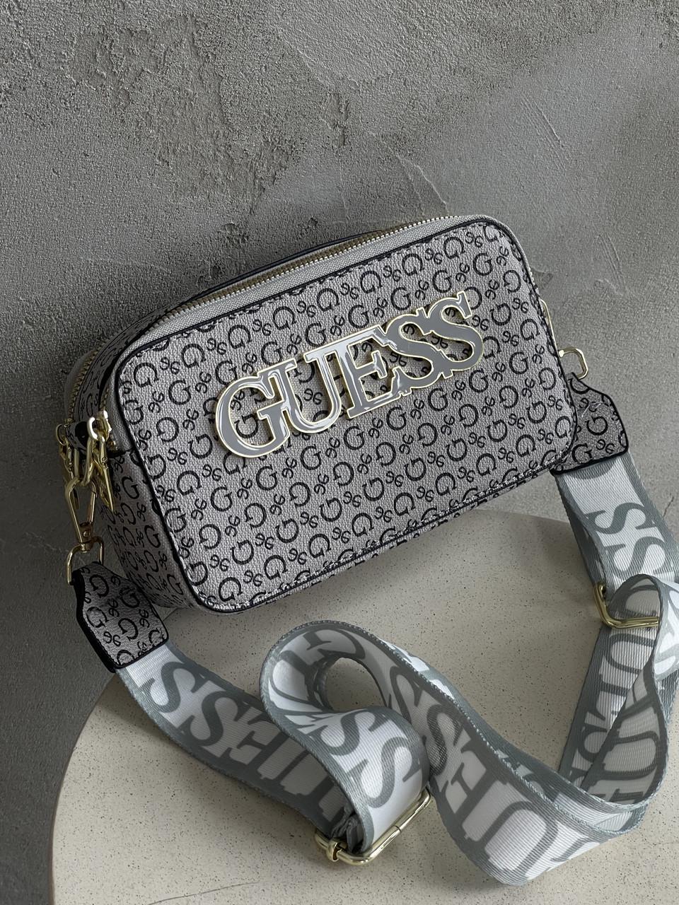 Сумка жіноча на широкому ремені Guess big logo крос-боді Сіро-зелений (2672080662) Сумка жіноча на широкому ремені Guess big logo крос-боді Сіро-зелений (2672080662)