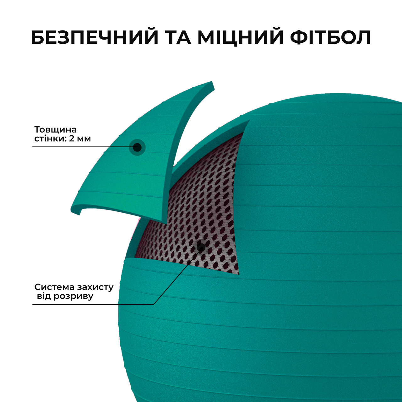 Фітбол WCG Anti-Burst із насосом 65 см до 300 кг Бірюзовий - фото 4 Фітбол WCG Anti-Burst із насосом 65 см до 300 кг Бірюзовий - фото 4