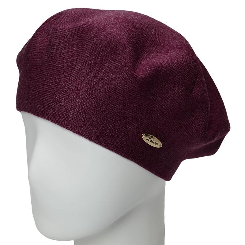 Берет жіночий подвійний Novita Софі з віскози теплий м'який L р. 57-58 Бордовий
