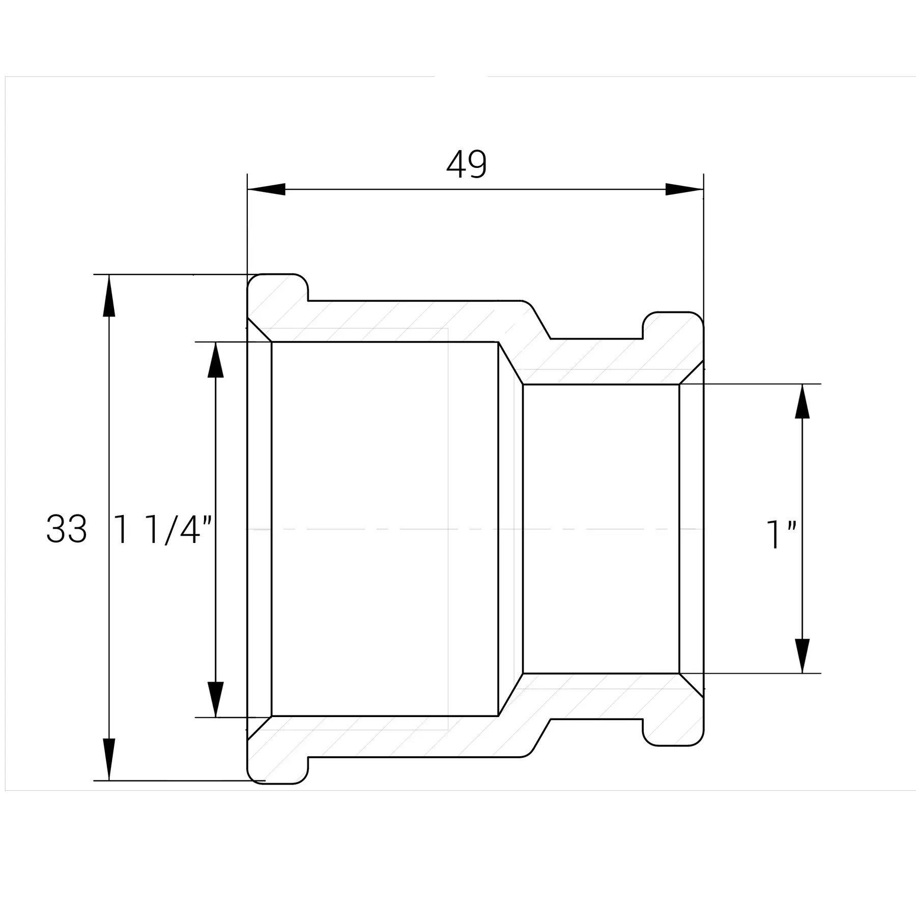 Муфта редукционная латунная 1 1/4″ВРх1″ВР литейная (А0393А VA) - фото 5