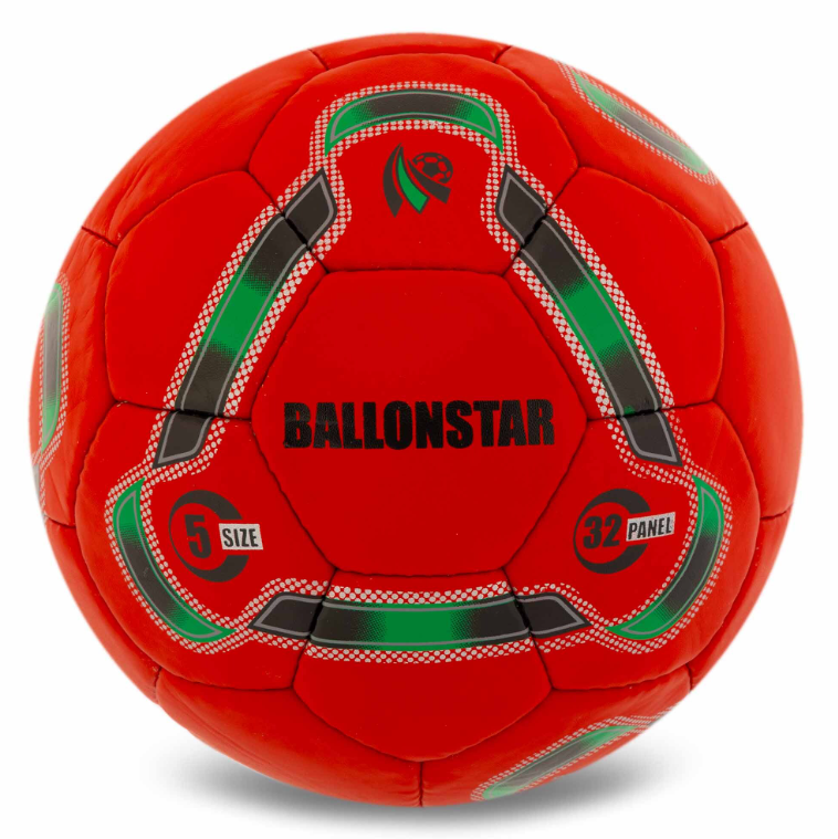 Мяч футбольный BALLONSTAR FB-5155 №5 PU Гриппи сшит вручную Красный (29655071)