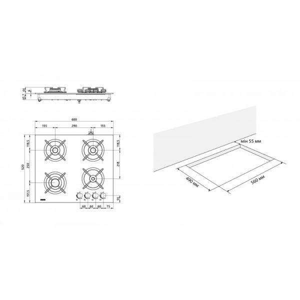 Варочная поверхность газовая Eleyus ASTRA 60 WH CF (1135612) - фото 10