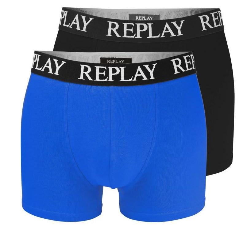 Труси боксери чоловічі анатомічні Replay 2 шт. M Чорний/Синій (76575786)