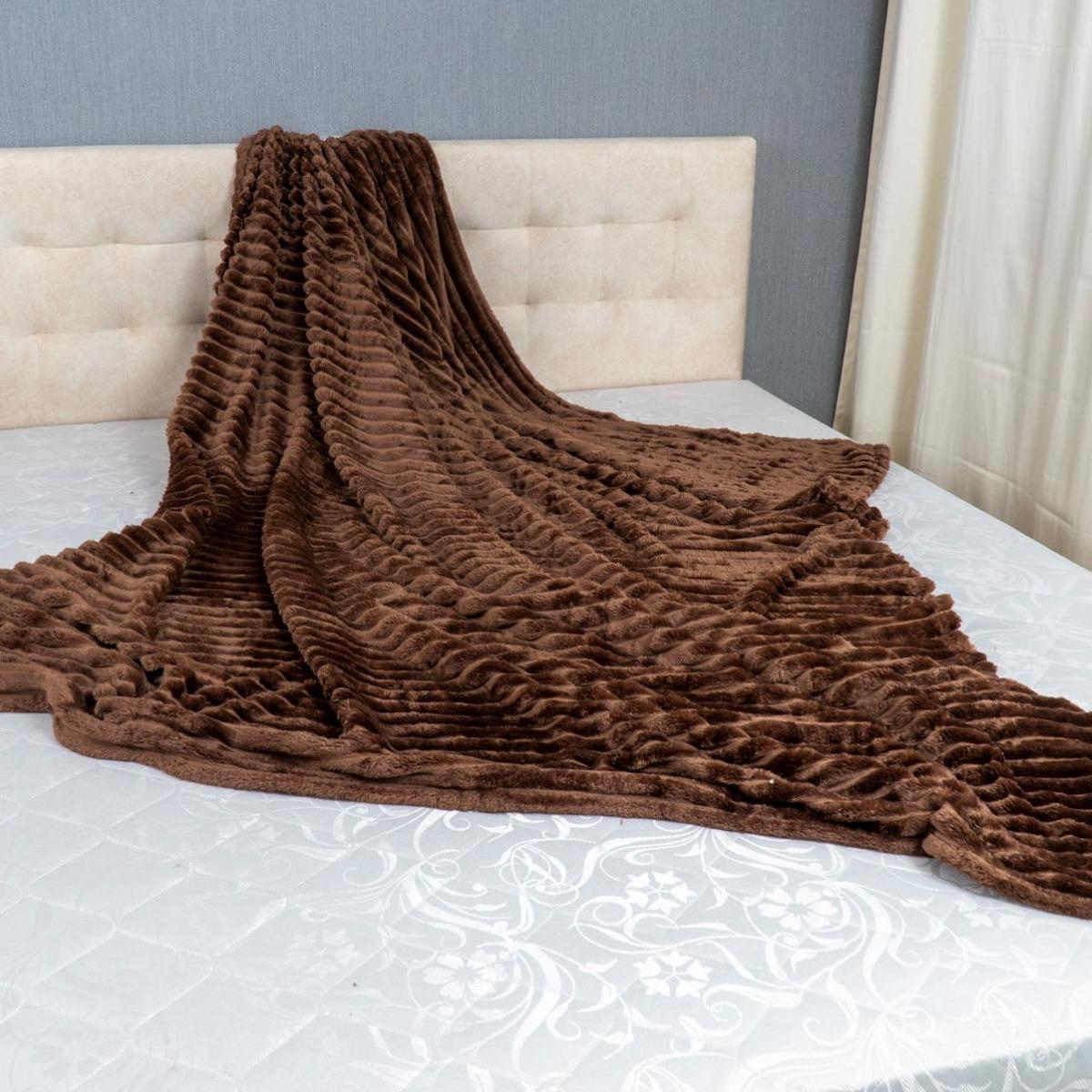 Плед Lisa Полоска широкая 220х240 см Темно-коричневый (37198)