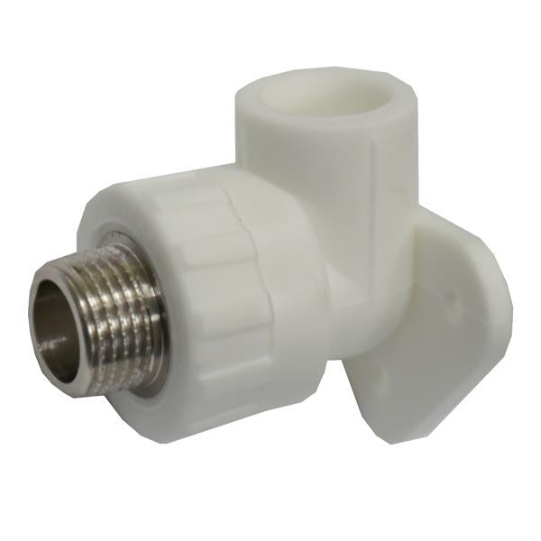 Угол монтажный PP-R SANTAN 20х1/2" с наружной резьбой Белый