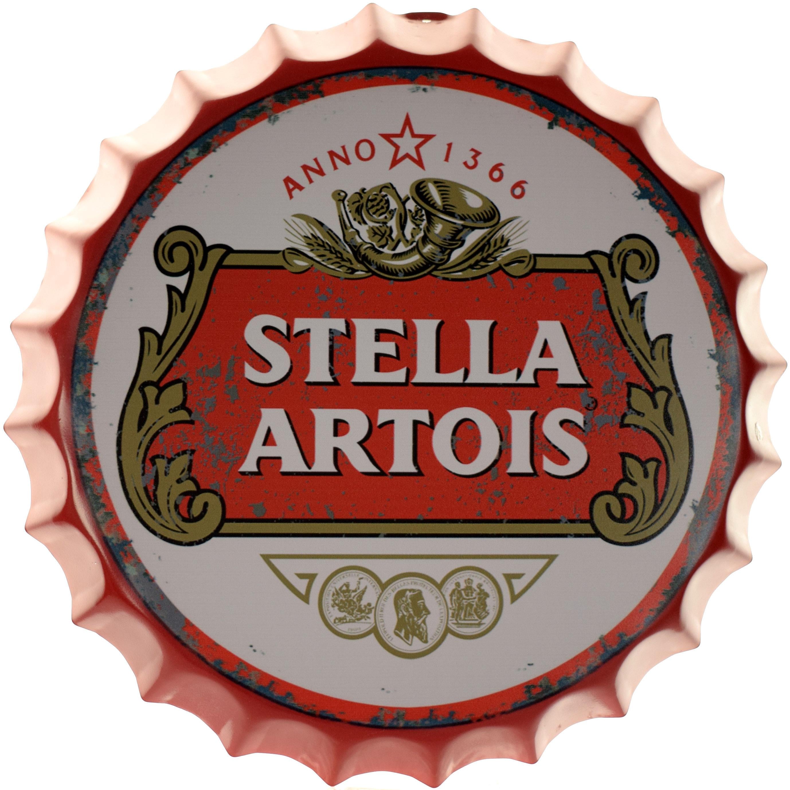 Табличка металлическая Stella Artois Logo крышка 35 см