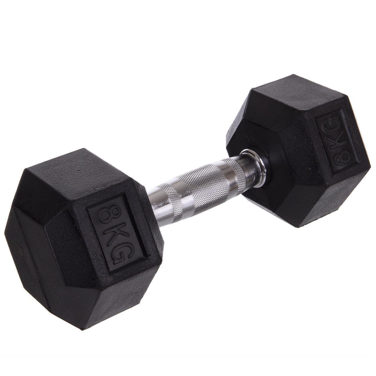 Гантель цільна SP-Planeta SC-8013-8 шестигранна гексагональна гумова 8 кг (2532859847) - фото 1 Гантель цільна SP-Planeta SC-8013-8 шестигранна гексагональна гумова 8 кг (2532859847) - фото 1