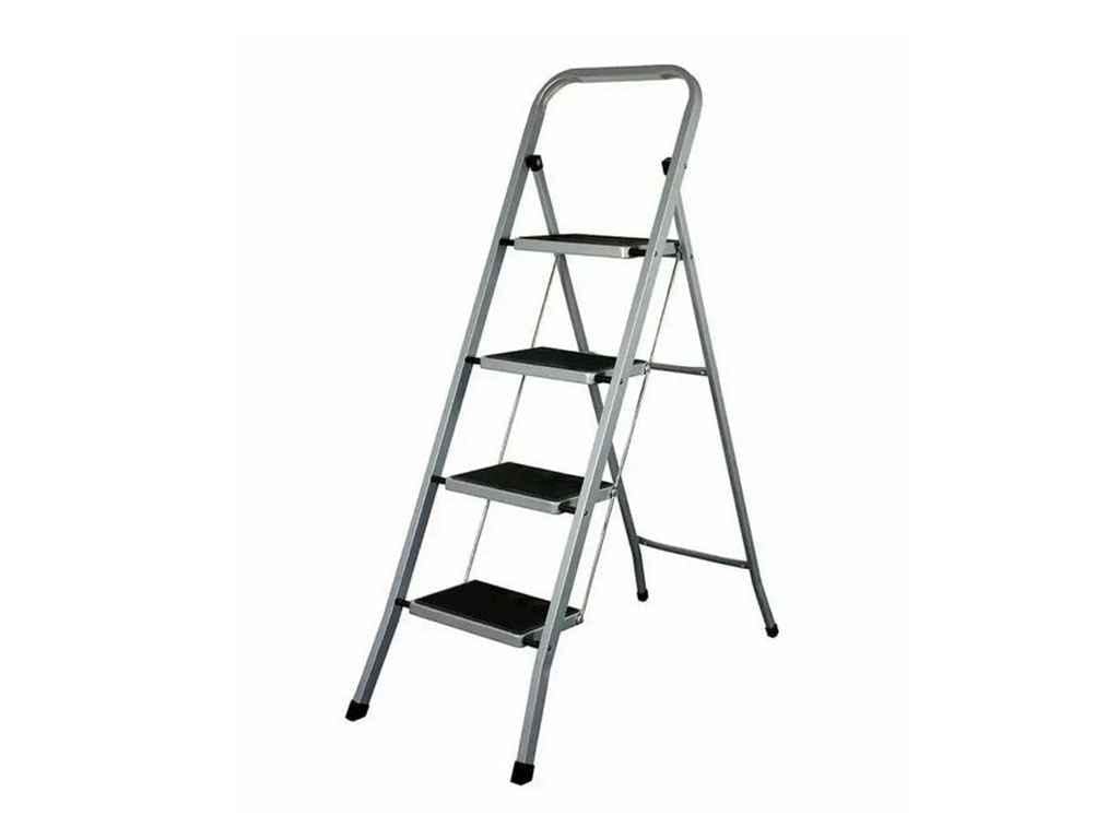 Стремянка МАСТЕР ПРОФИ металлическая семейная 4 ступеньки квадратный профиль Серый (1004054)