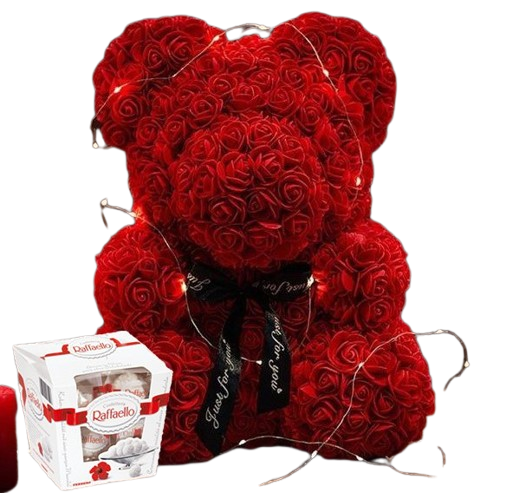 Мишка из роз и конфеты Raffaello Романтическое сияние (2104618450) - фото 6 Мишка из роз и конфеты Raffaello Романтическое сияние (2104618450) - фото 6