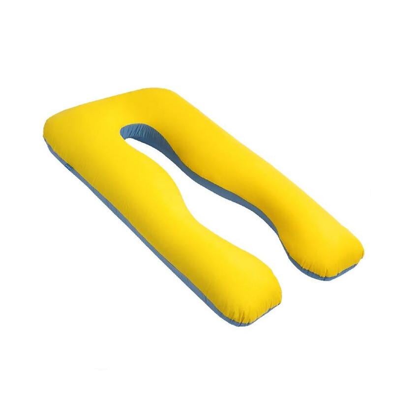 Подушка длинная IDEIA П-образная с наволочкой на молнии 140х75х20 см Желто-голубой (23470) - фото 1