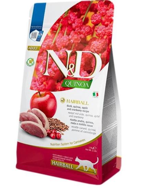 Корм для кошек взрослых Фарміна N&D Quinoa Hairball утка/киноа/яблоко/клюква беззерновой 300 г (41555)