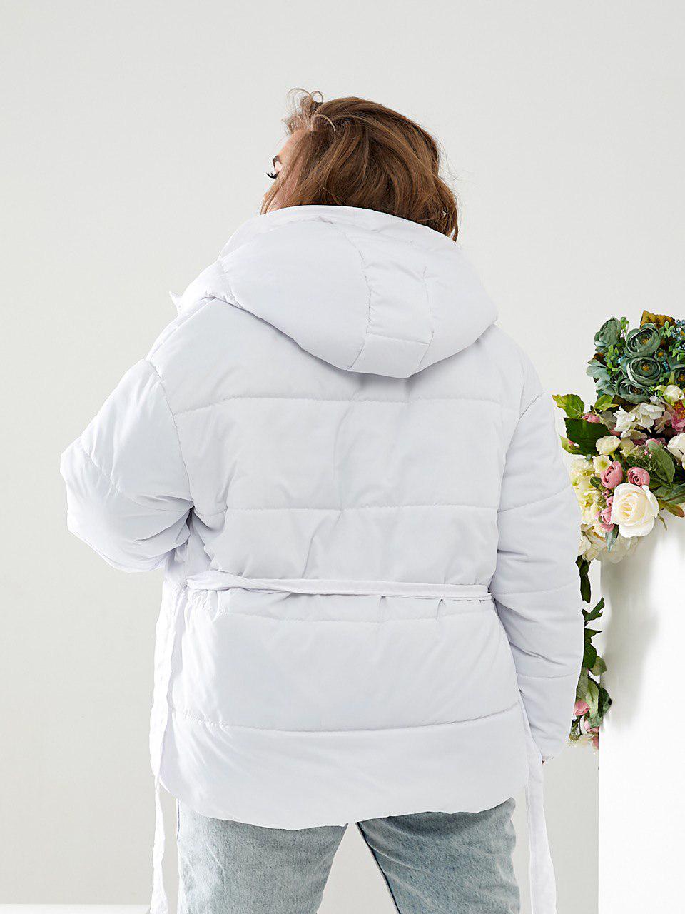 Куртка тепла коротка Khan з поясом р. 42 Білий (Kh332) - фото 5 Куртка тепла коротка Khan з поясом р. 42 Білий (Kh332) - фото 5