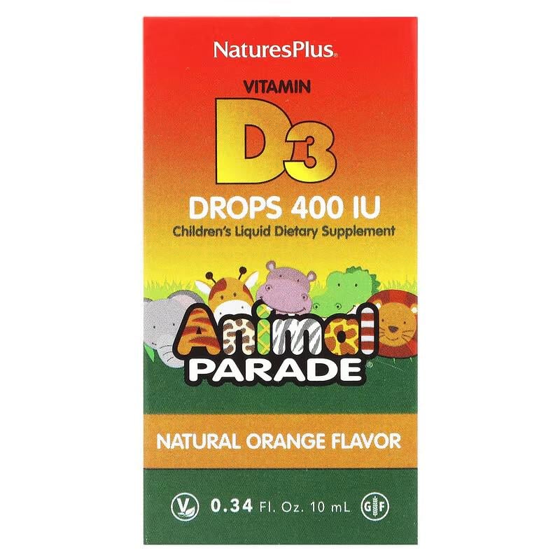 Витамин D3 Nature's Plus Animal Parade Vitamin D3 Drops 400 IU Natural Orange 10 мл