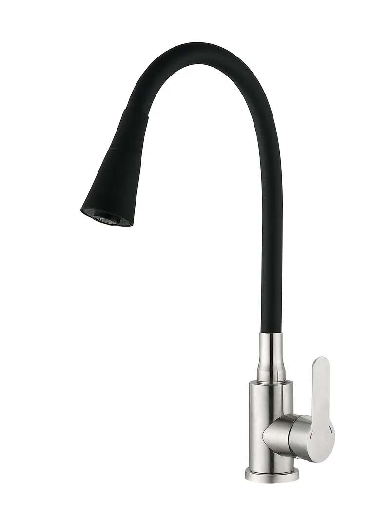 Змішувач для кухні MIXXUS DAX-011 Reflector з силіконовим зливом з нержавіючої сталі Чорний (MI6559)