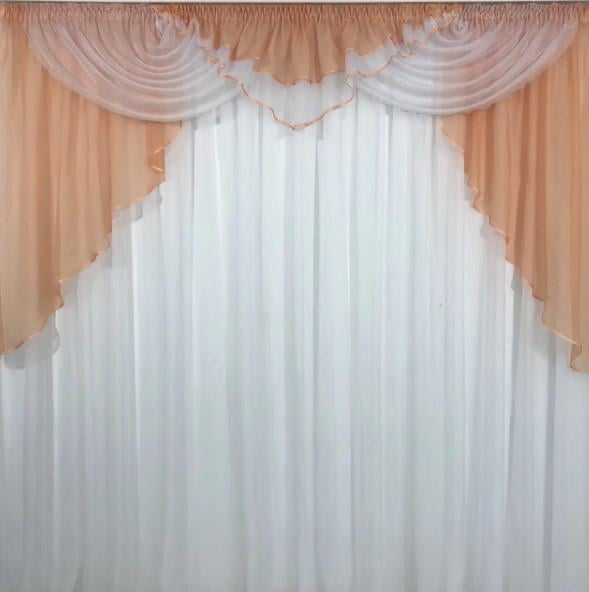 Ламбрекен на карниз шифон 2 м Персиковый (102)