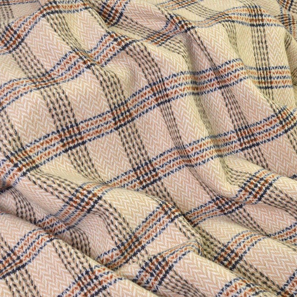 Ткань пальтовая Елка полосы Беж (17272)