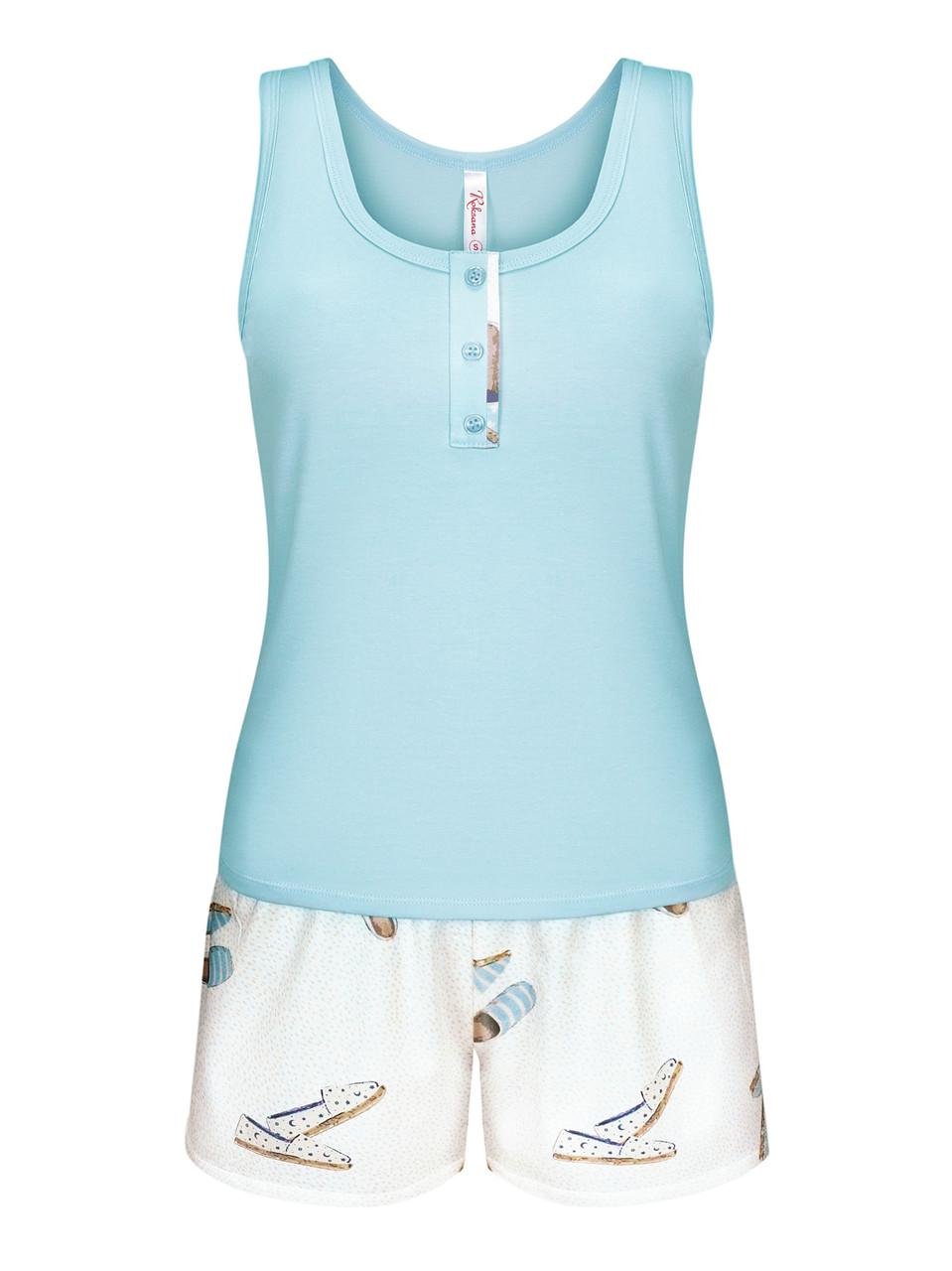 Пижама женская Roksana майка/шорты XL Белый/Голубой (1843/16334)