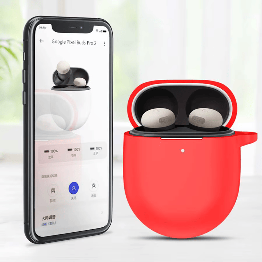 Чехол силиконовый для Google Pixel Buds Pro/Buds Pro 2 с карабином Красный (2442204302) - фото 3