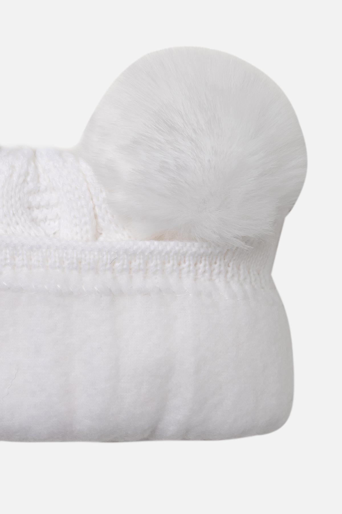 Шапка для девочки 40-42 см Белый (ЦБ-00263322) - фото 3 Шапка для девочки 40-42 см Белый (ЦБ-00263322) - фото 3