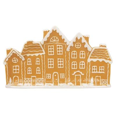 Блюдо керамическое Пряничный город 32 см Коричневый (33807)