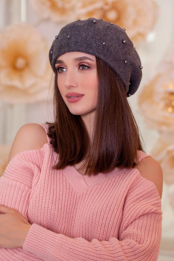 Берет с жемчужинами Braxton Флорида женский Темно-серый (6006)