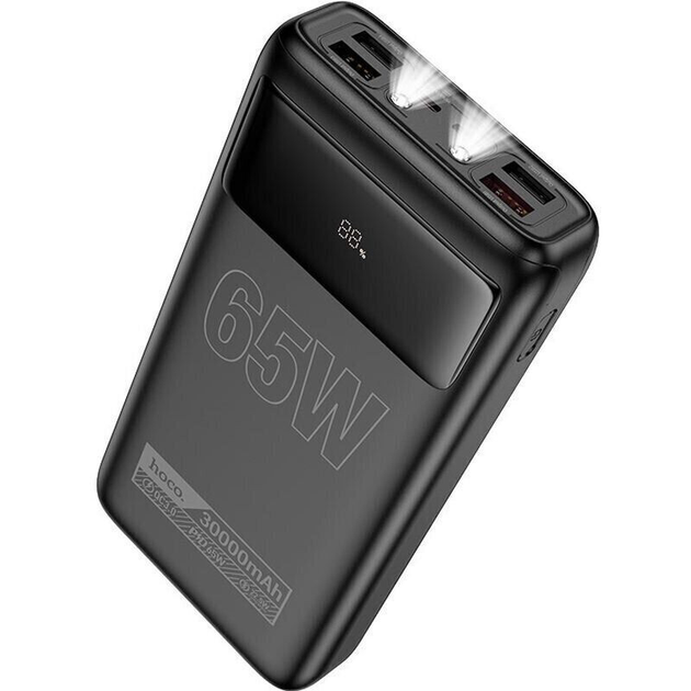 Повербанк для ноутбука Hoco с быстрой зарядкой/фонарем и дисплеем 4xUSB 30000 mAh 65W Black (DB81)
