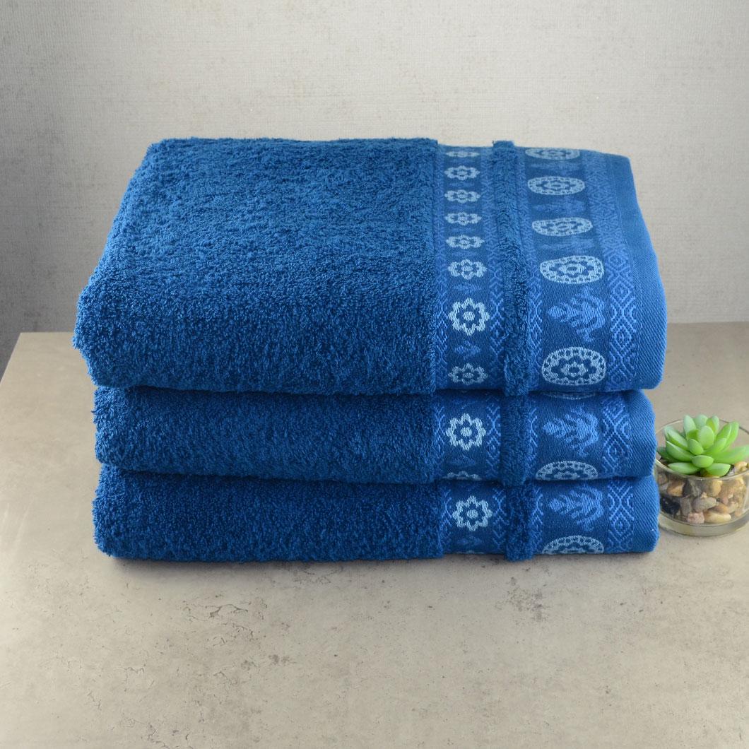 Набор махровых банных полотенец GM Textile Azi 70х140 см 3 шт. Синий