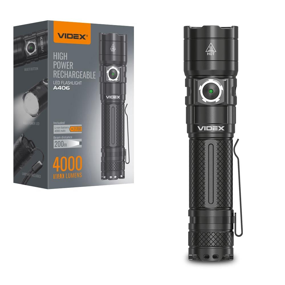 Фонарик портативный светодиодный Videx A406 4000Lm 6500K (VLF-A406)
