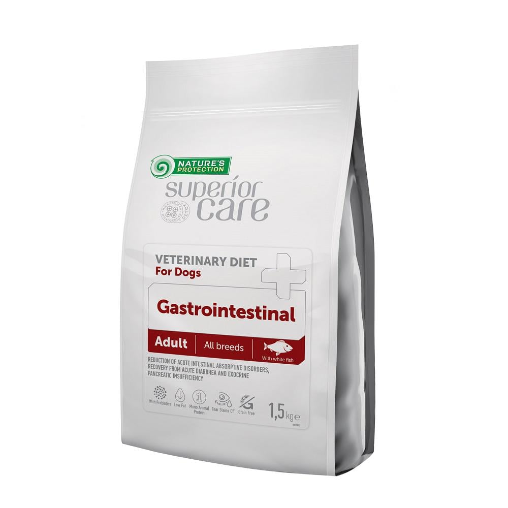 Корм сухий дієтичний Natures Protection Veterinary Diet Gastrointestinal з білою рибою для собак усіх порід при порушенні роботи ШКТ 1,5 кг (75763)
