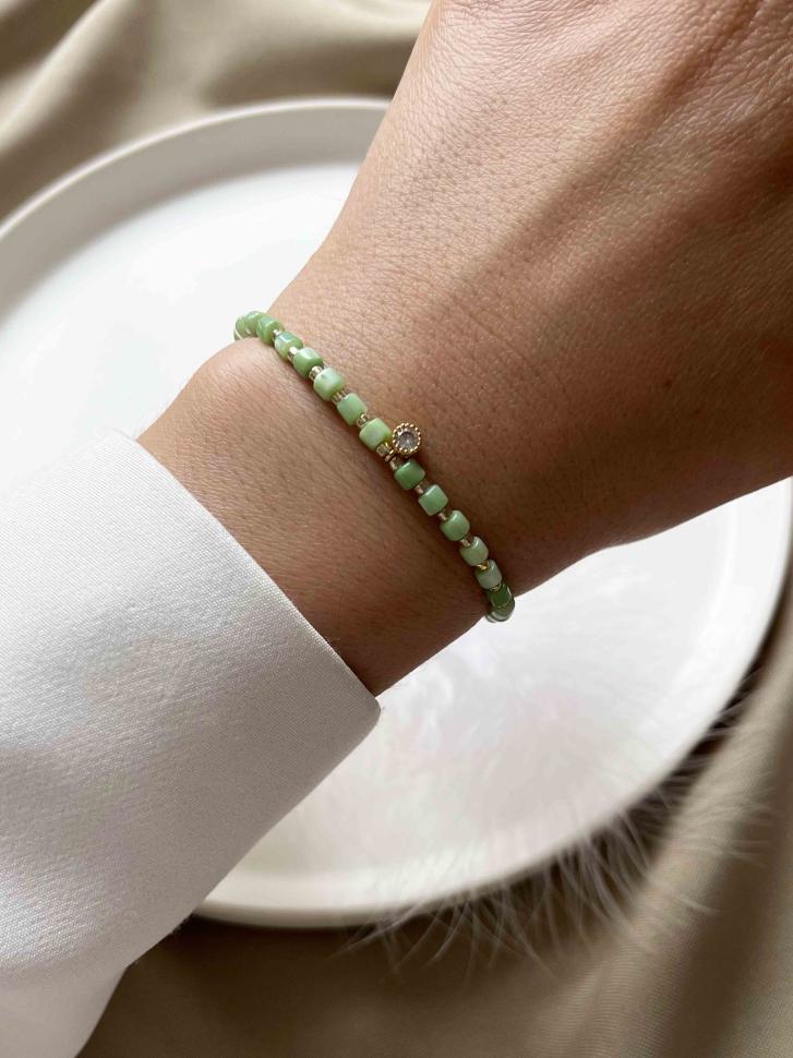 Браслет з перламутру Зелений (5342)