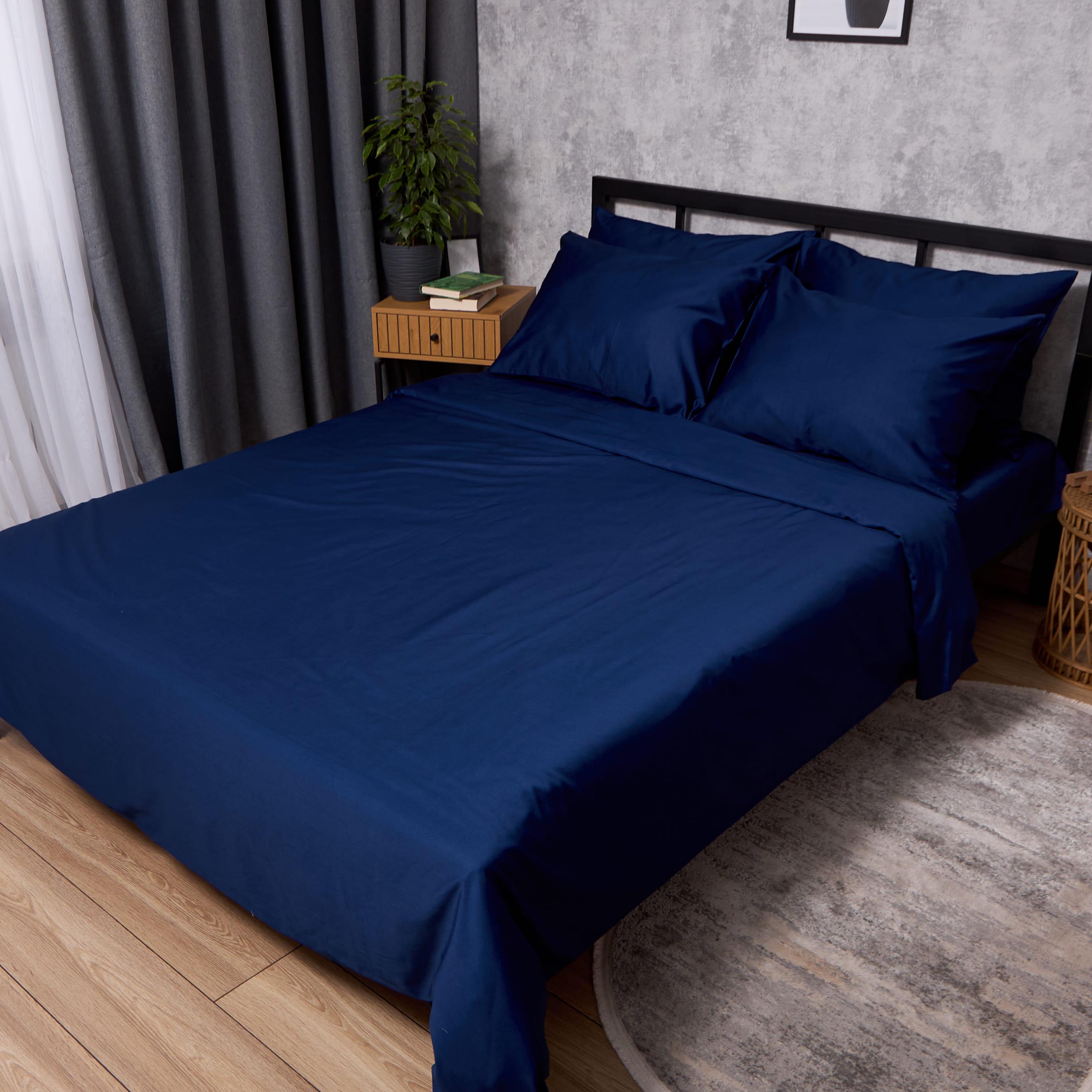 Комплект постільної білизни Moon&Star Сатин Premium Navy Blue сімейний 160х220х2 см (MS-820012387)
