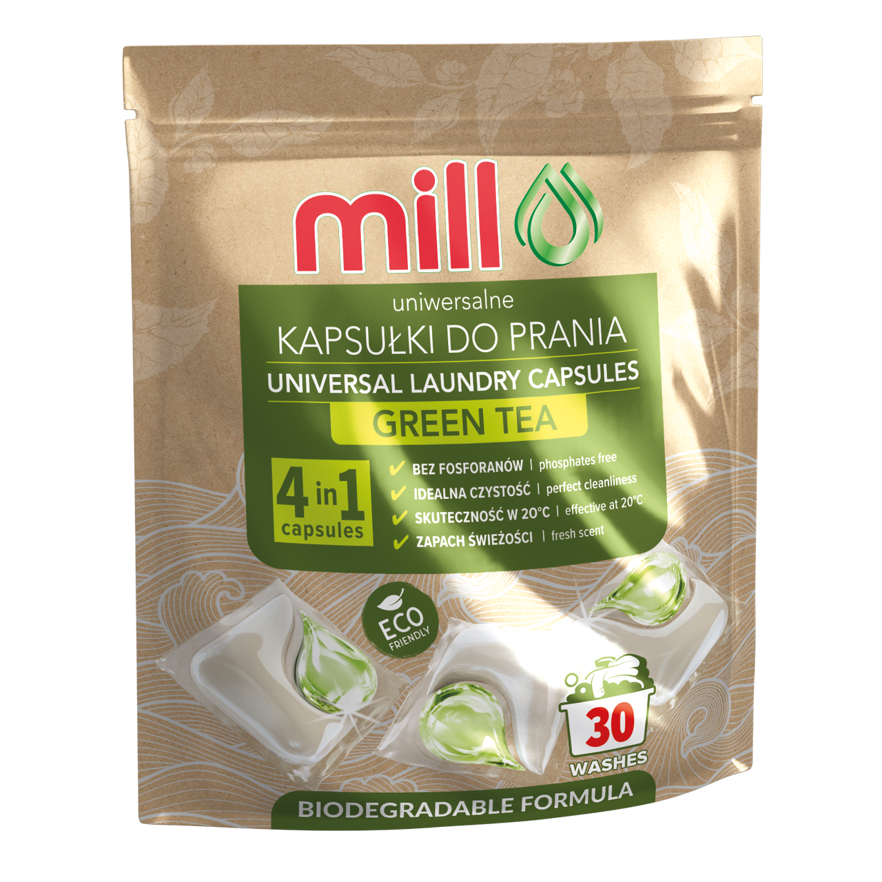 Капсули для прання MILL Clean зелений чай 30 шт.