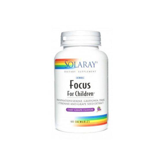 Комплекс для профілактики роботи головного мозку Solaray Focus For Children 60 Chewables Grape Flavor