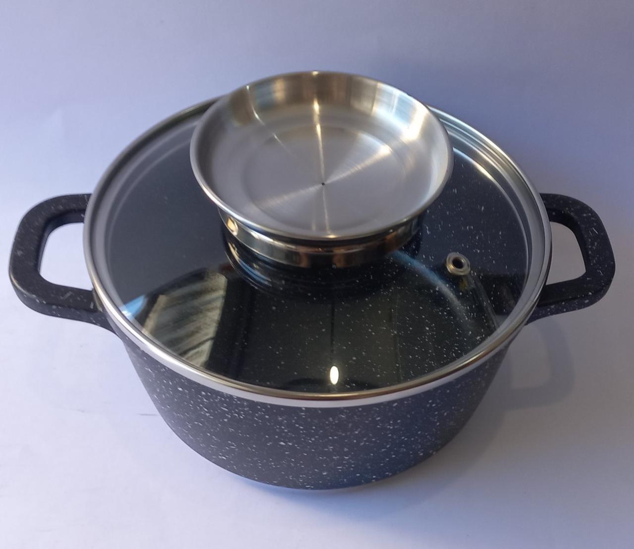 Каструля-казан Unique UN-5271 з мармуровим покриттям і кришкою 1,2 л 16 см Чорний - фото 3 Каструля-казан Unique UN-5271 з мармуровим покриттям і кришкою 1,2 л 16 см Чорний - фото 3