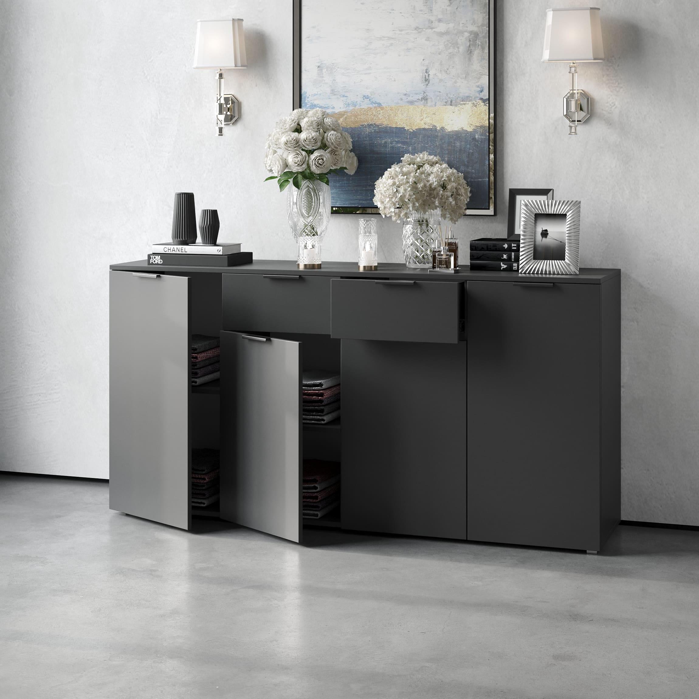 Комод №1 з дверцятами та ящиками Антрацит (380244) - фото 1 Комод №1 з дверцятами та ящиками Антрацит (380244) - фото 1