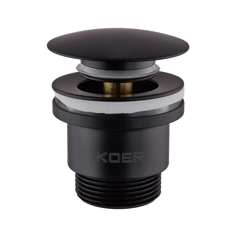 Клапан донний для раковини KOER PW-01-05 1 1/4" автоматичний Click-Clack Чорний (KR3403)