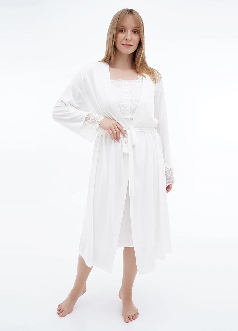 Комплект халат/ночная рубашка женский Cotpark L Белый (16205-02-L) Комплект халат/ночная рубашка женский Cotpark L Белый (16205-02-L)