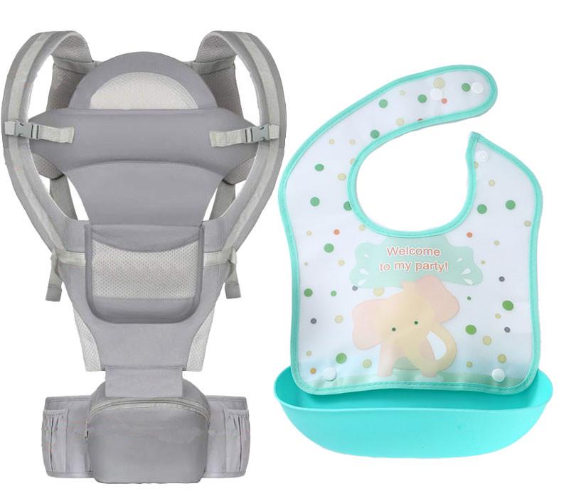 Рюкзак-хипсит со слюнявчиком Baby Carrier 6в1 Серый (n-9902)