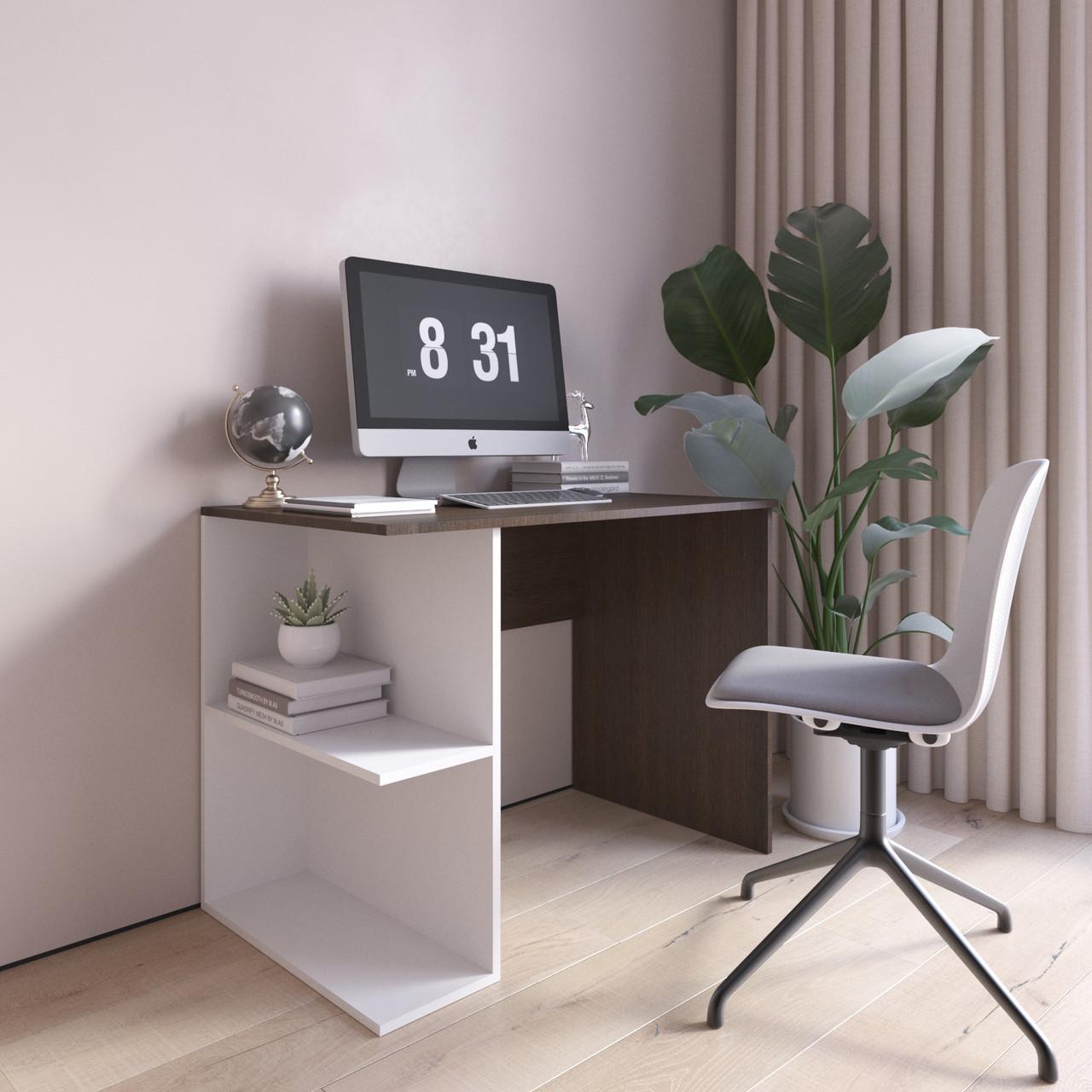 Стіл комп’ютерний Вайс D-7 1000х600х755 мм Венге темний/Білий (30636366) - фото 1 Стіл комп’ютерний Вайс D-7 1000х600х755 мм Венге темний/Білий (30636366) - фото 1